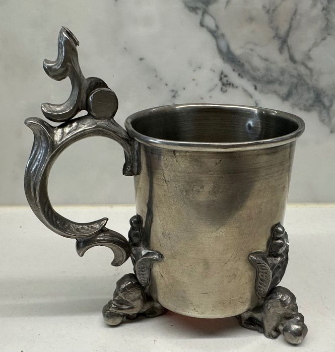 Kubek posrebrzany metalowy z lat PRL-u