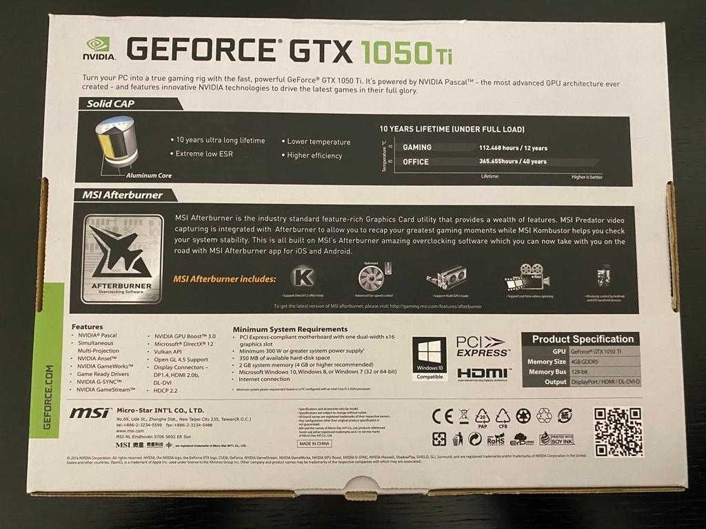 Geforce GTX 1050TI 4G OC MSI