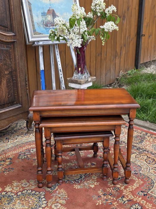 Stoliki 3 szt trojak drewniane wiśniowe #1724 Stylowy Węgrów