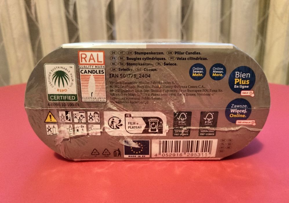 Świece pieńkowe Livarno home, białe, 7x 19 cm, zestaw 2 sztuk