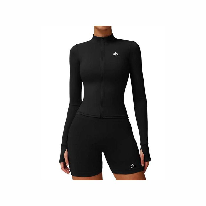 Лонгслів Alo Yoga Zipper Long Sleeve Black