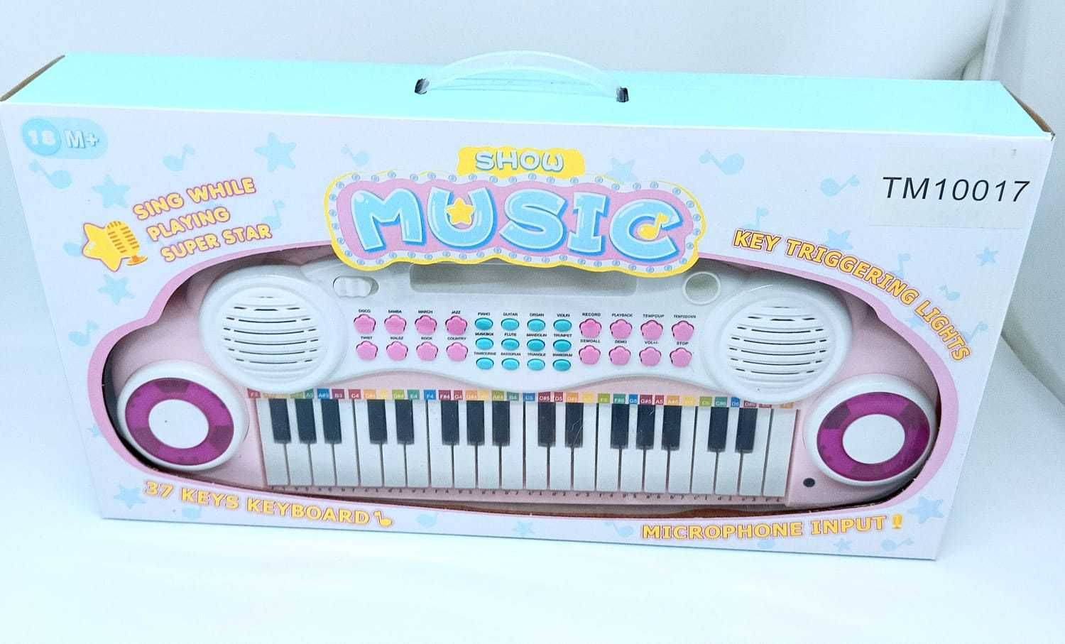 Pianino dla dzieci 37 klawiszy z mikrofonem i światłami 48x20x38 cm