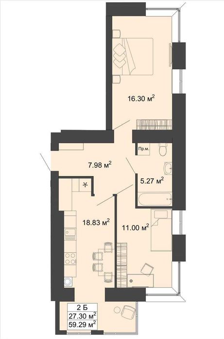 Двокімнатна квартира в ЖК Модерніст (МАКСИМАЛЬНА КОМПЛЕКТАЦІЯ)