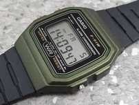 zegarek Casio F-91W zielony moro niebieskie podświetlenie