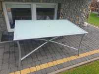 Stół ogrodowy aluminium szyba