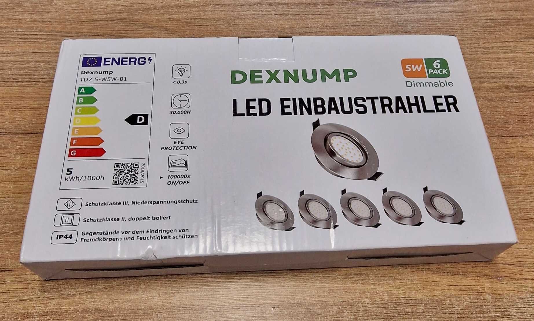 DEXNUMP - Reflektor LED do zabudowy, 6 szt. ultra płaskie, 230 V, 5 W