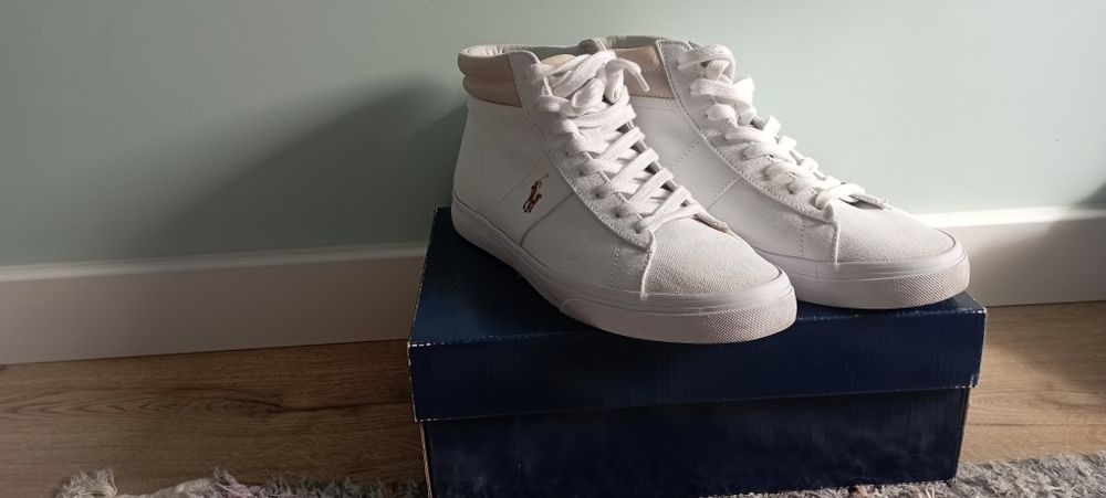 Męskie Białe buty za kostkę Polo Ralph Lauren 43