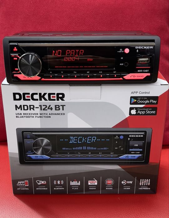 Магнітола Decker MDR-124/Bluetooth/DSP/RGB/USB/AUX/Flack