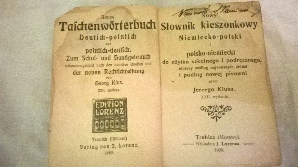 Słownik niemiecko-polski, Lorenz 1929 r.