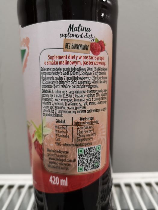 Soki syrop herbapol Malinowy 420 ml 25 sztuk