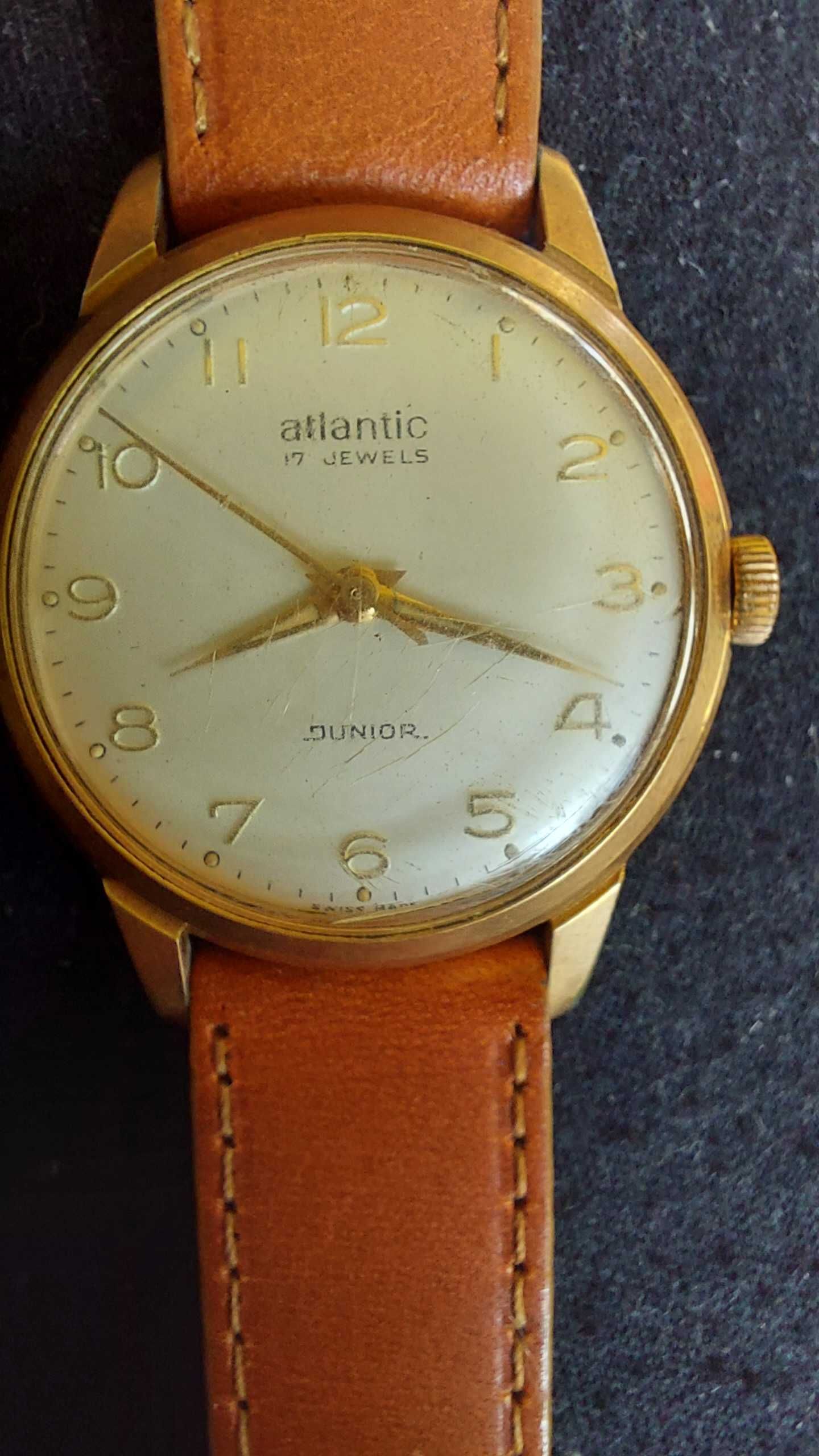Zegarek złocony atlantic 17 jewels szwajcaria