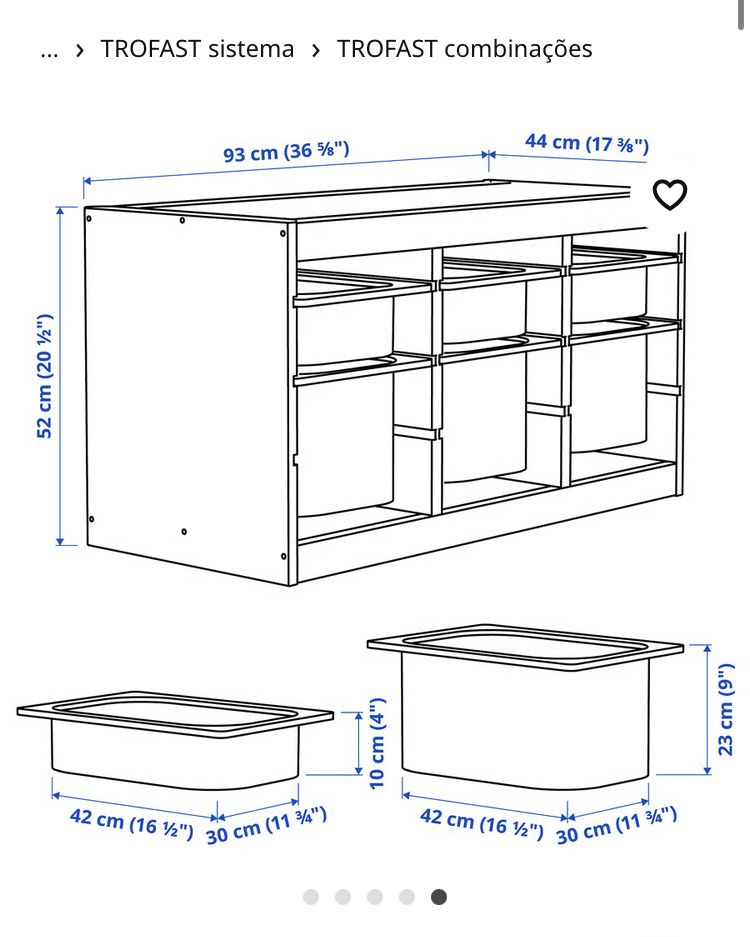 Móvel Ikea TROFAST com gavetas azuis e rosas