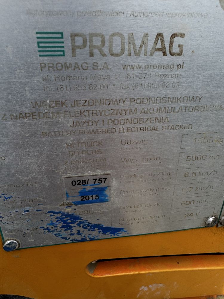 Wozek widlowy paleciak promag hi truck 50 plus z podestem