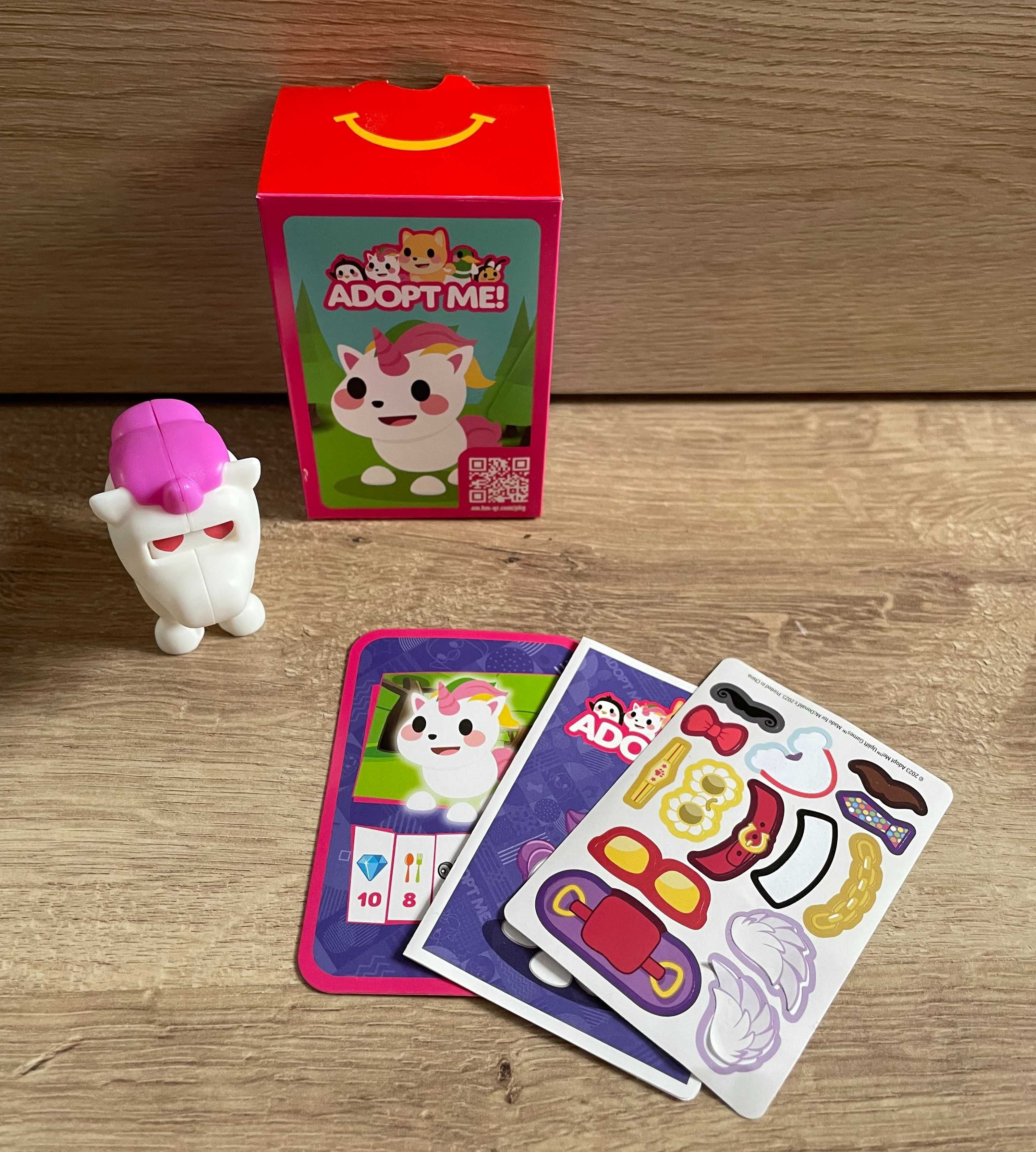 Adopt me McDonald's Unicorn jednorożec figurka kolekcja karty naklejki