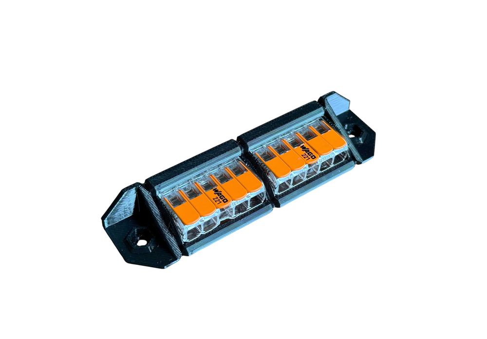 Szyna montażowa, uchwyt na złączki, kostki WAGO 221 – 2x5 solidna