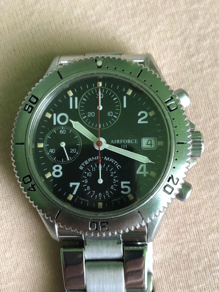 Zegarek szwajcarski chronograph Eterna Matic Airforce III,Valjoux 7750