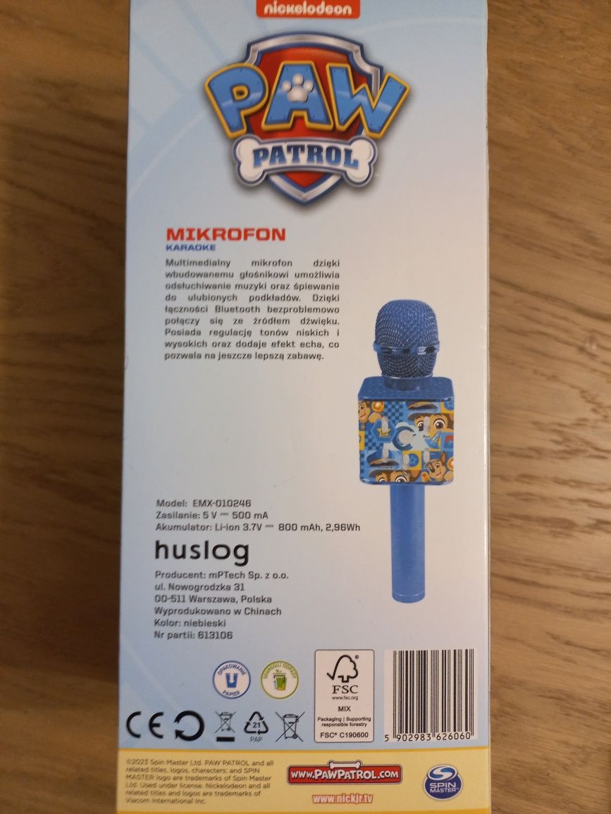 Zestaw Psi Patrol słuchawki Bluetooth i mikrofon karaoke