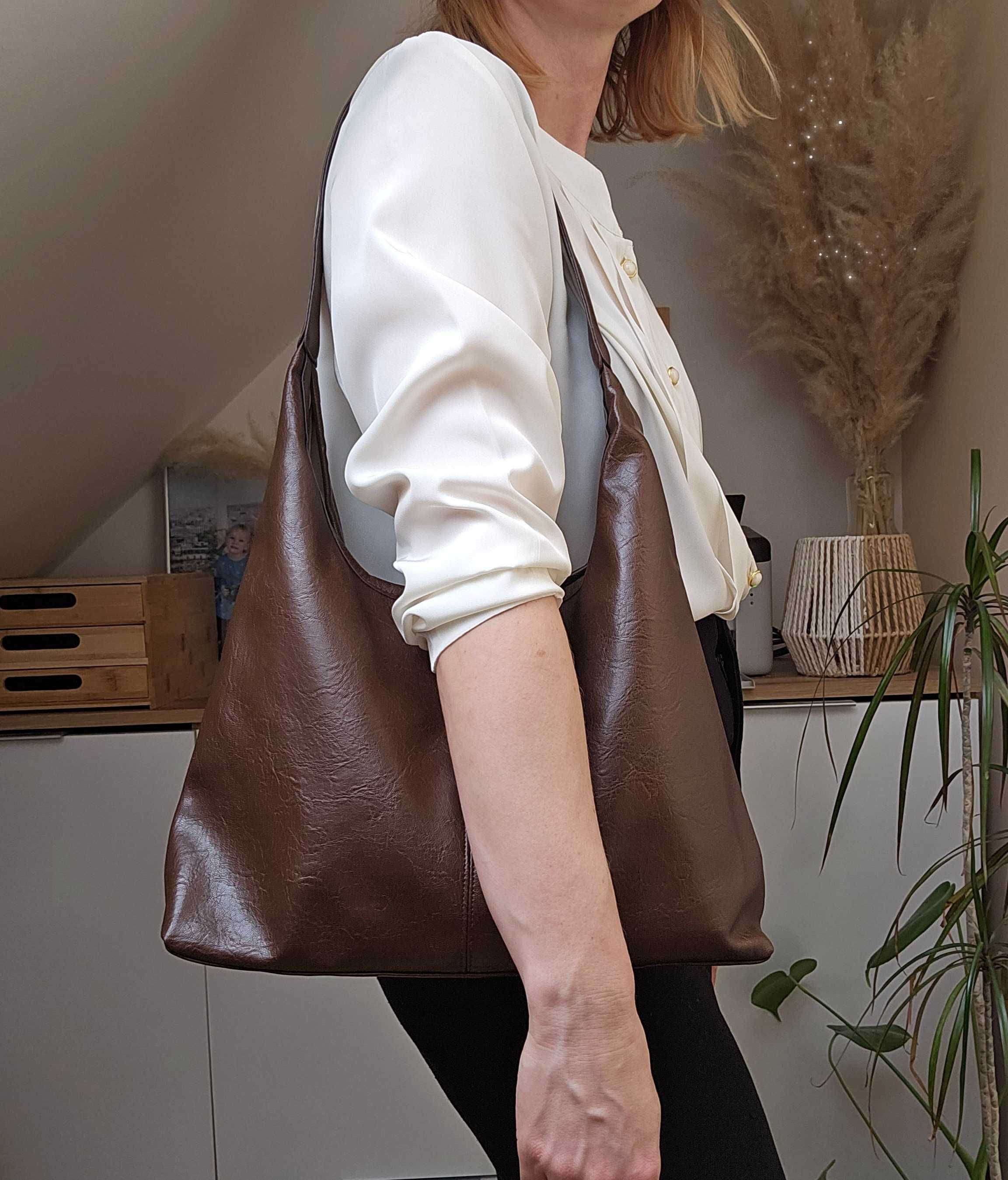 Nowa casual torebka brązowa z kosmetyczką miękka ekoskóra vintage y2