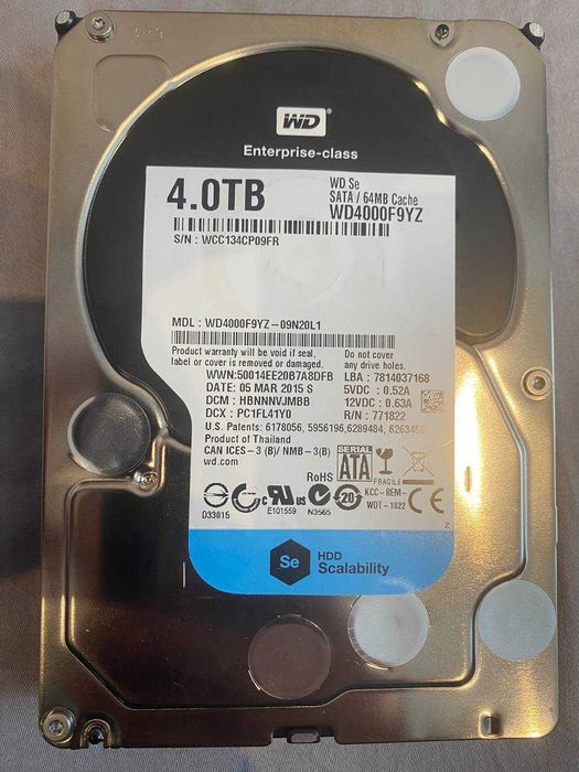 Жесткий диск HDD WD Black 4 TB 3,5 SATA 64 Mb Cache WD4000F9YZ