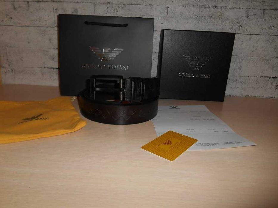 Emporio Armani Męski pasek firmowy, skóra naturalna, Włochy 95-86