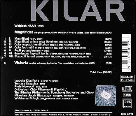 CD Magnificat Victoria KILAR WOJCIECH muzyka instrumental folia - 40%
