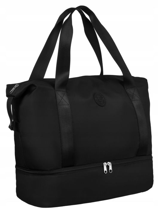 Torba podróżna składana lekka wytrzymała uchwytem na walizke czarna