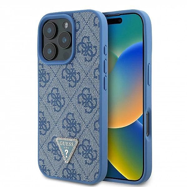 Guess GUHCP16LP4TDPB iPhone 16 Pro 6.3" niebieski/blue hardcase Leathe