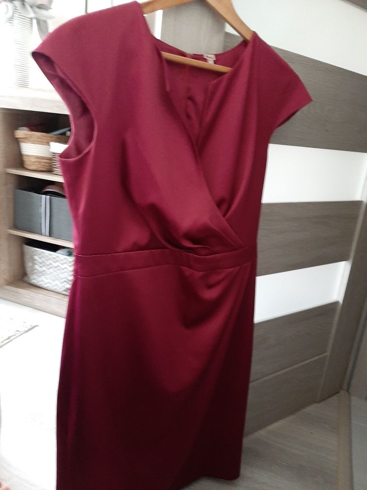 Sukienka fiolet purpurowy Boone super jakość gruba satyna 38