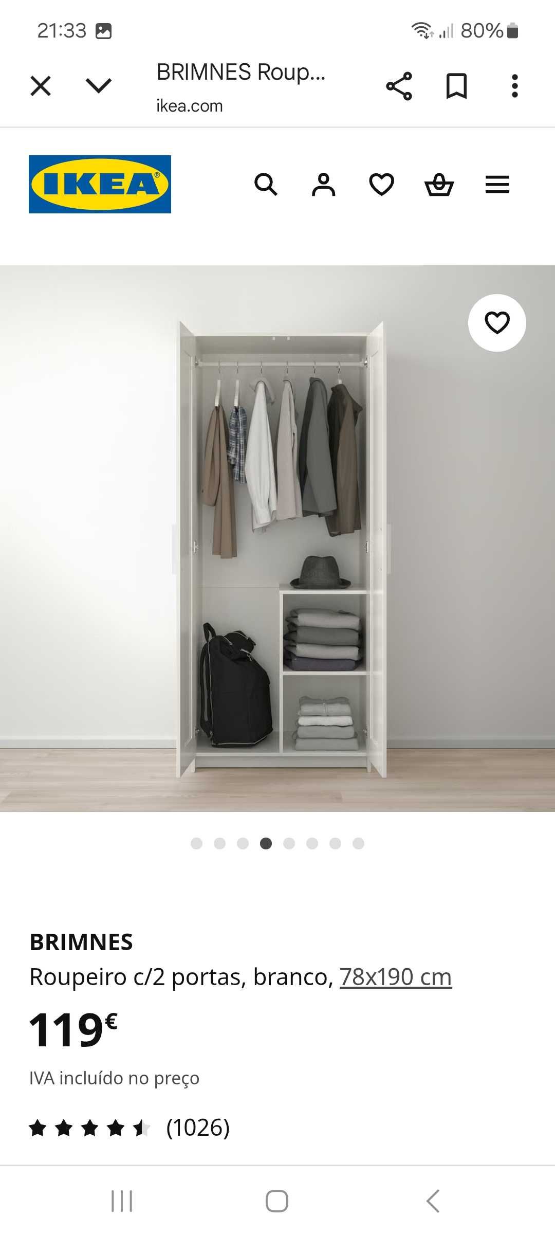 Roupeiro Ikea Brimnes 2 portas