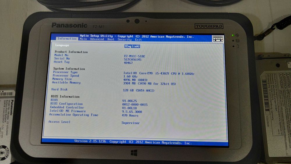 Военный Планшет Panasonic Toughpad FZ-M1, 7 Дюймов, 4/128Gb, 3G, GPS.