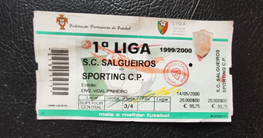 Bilhete Salgueiros - Sporting 1999 / 2000