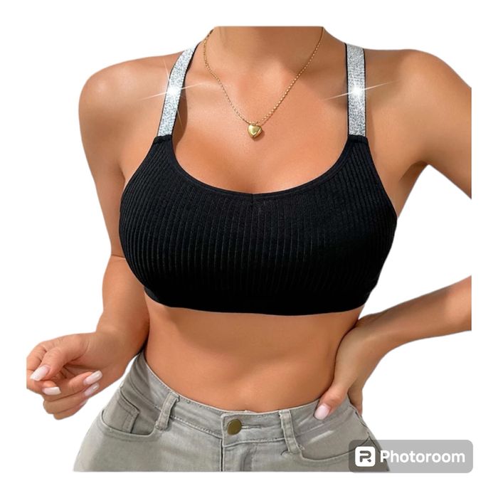 Czarny Top Crop/ Roz/ S /M/L