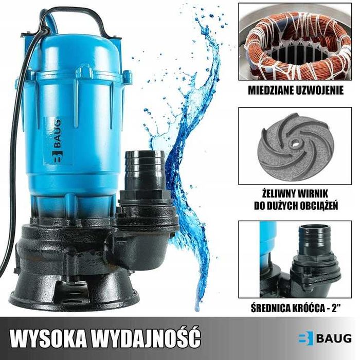 Pompa wody czystej brudnej szamba ścieków Z ROZDRABNIACZEM ZATAPIALNA