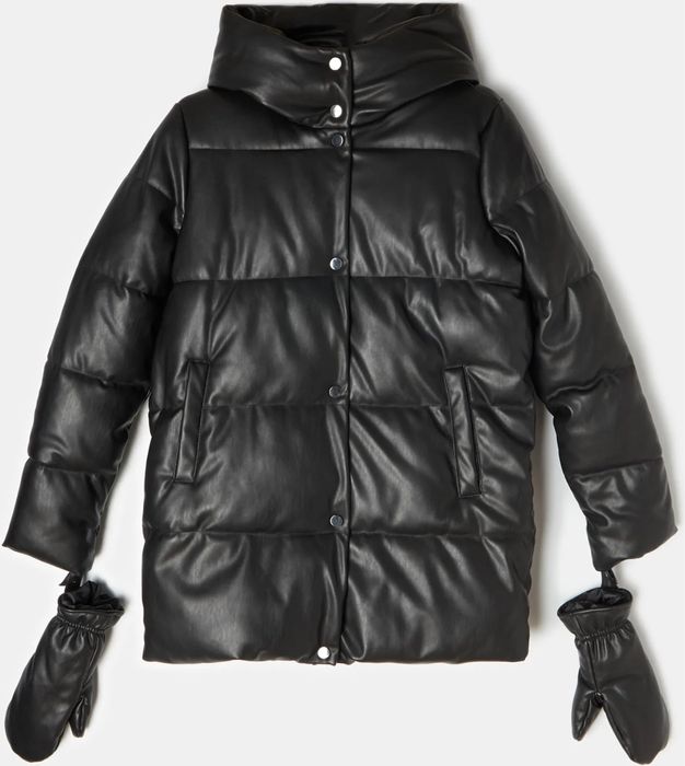 Czarne rękawiczki do kurtki Mohito imitacja skóry