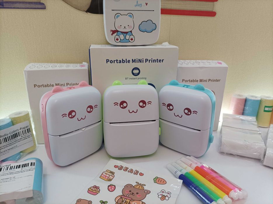 Міні принтер портативний дитячий термопринтер +подарунок