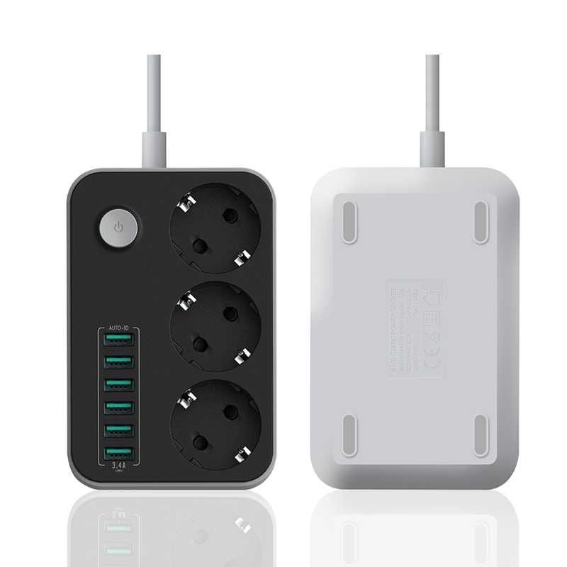 Ldnio SE3631 Listwa zasilająca 3 gniazda 1,6m 6x USB 3.4A Przedłużacz