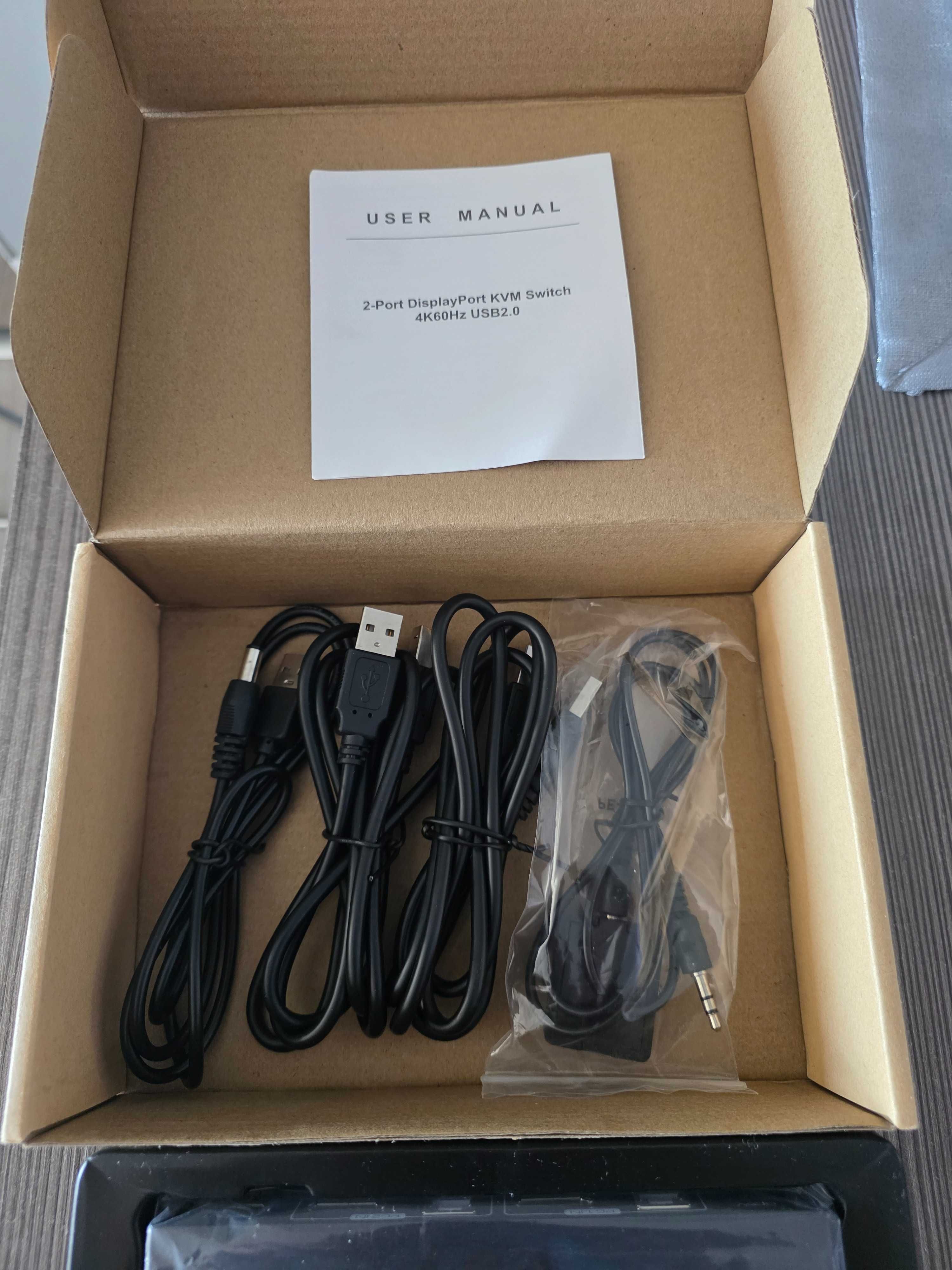 DP KVM Switch 2x1 4K 60Hz DP v1.2 USB 2.0