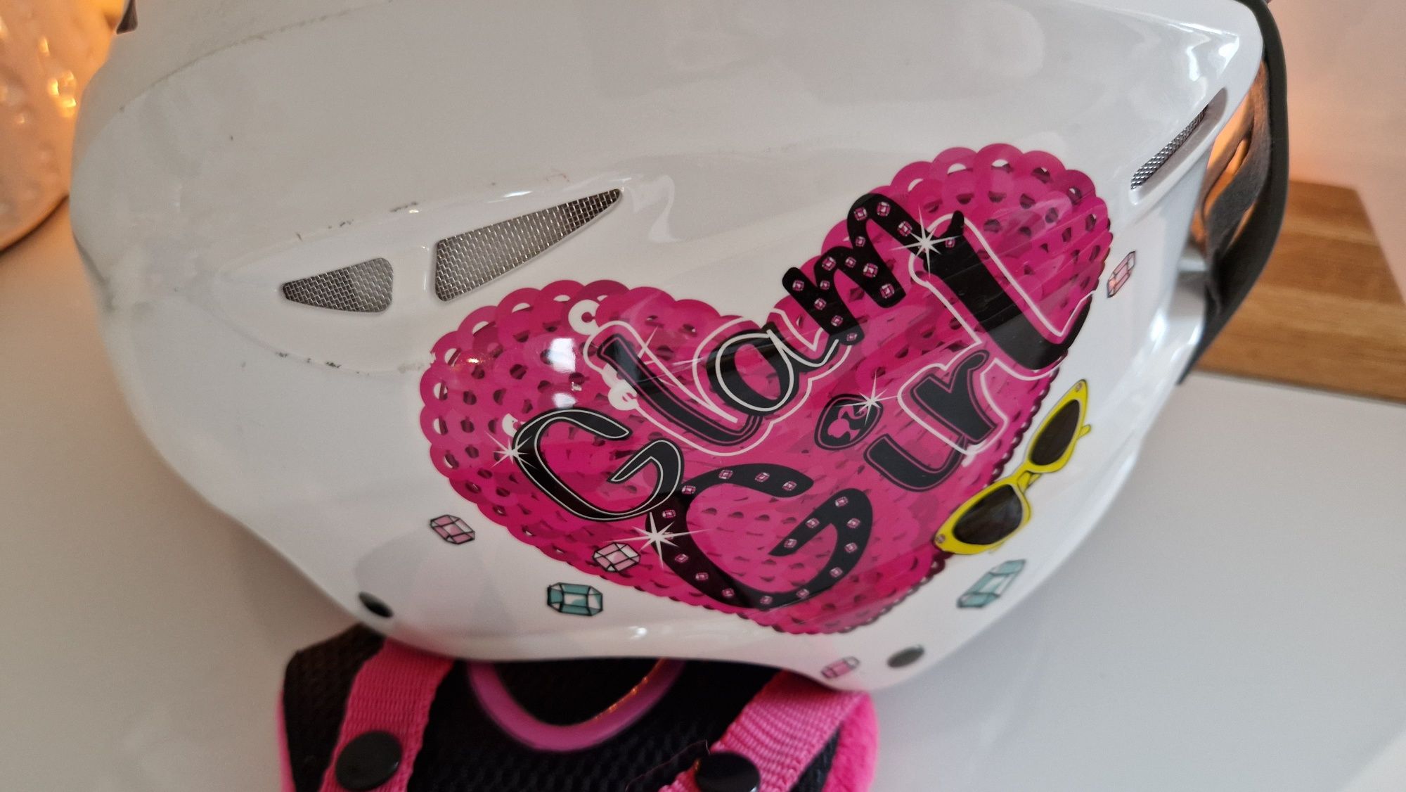 Kask narciarski dla dziewczynki biały, rozmiar S Barbie