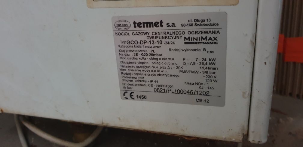 Piecyk gazowy dwu funkcyjny Termet Minimax Dynamic GCO-DP-13-10