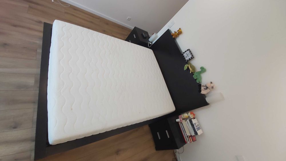 Cama Wengué c colchão Colunex 150x190 + oferta cama criança c colchão