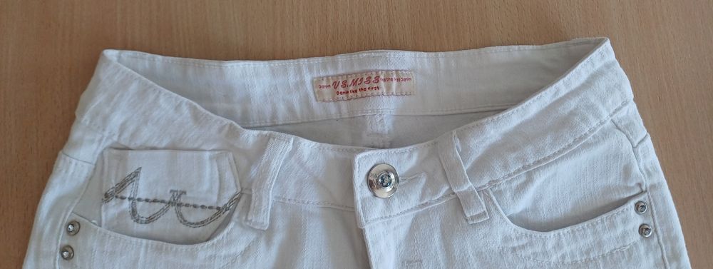 Białe spodnie Denim Us Miss rybaczki r. 36 długość 3/4 tube slim jeans