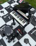 Pianino Z Mikrofonem I Krzesełkiem Dla Dzieci Czarne