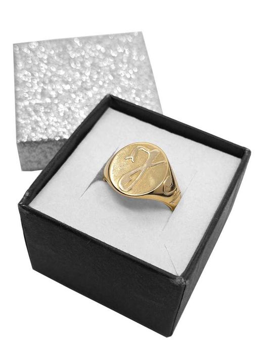 Złoty sygnet „J” 750p (18k), 13,09g, r.23