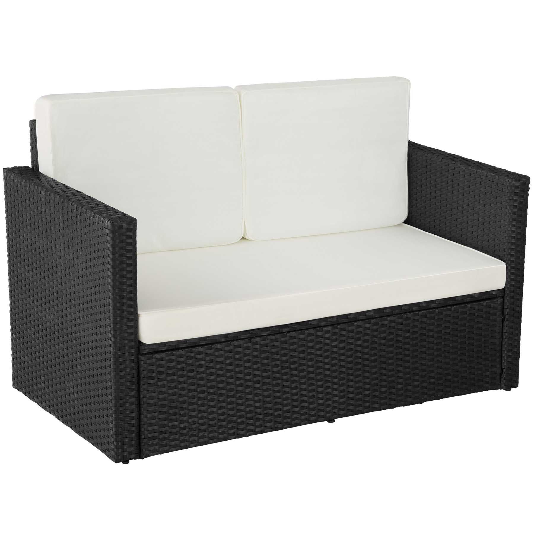 Meble ogrodowe, wypoczynkowe, sofa Korfu, technorattan czarny OUTLET