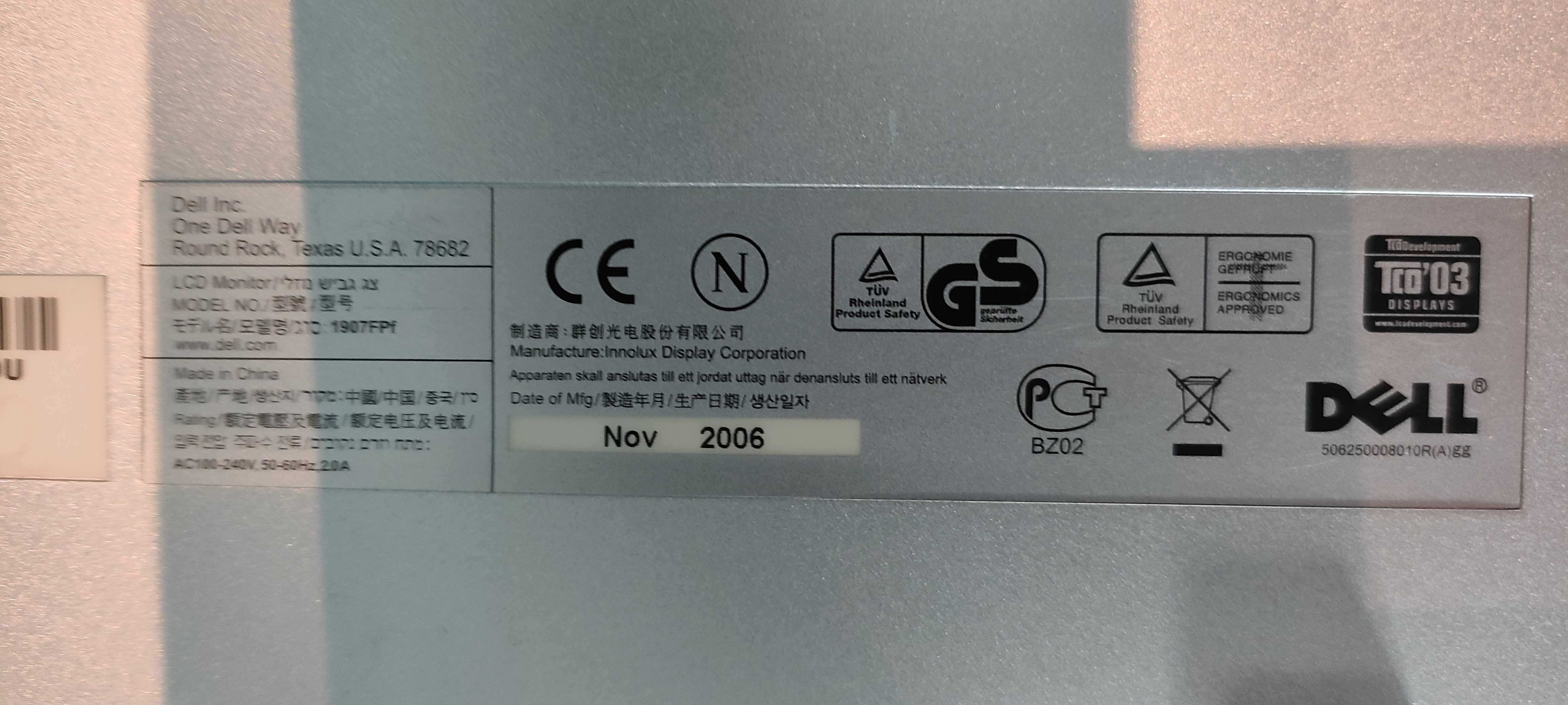 monitor LCD DELL 1907FPf 19" 5:4 100% sprawny, bez uszkodzeń