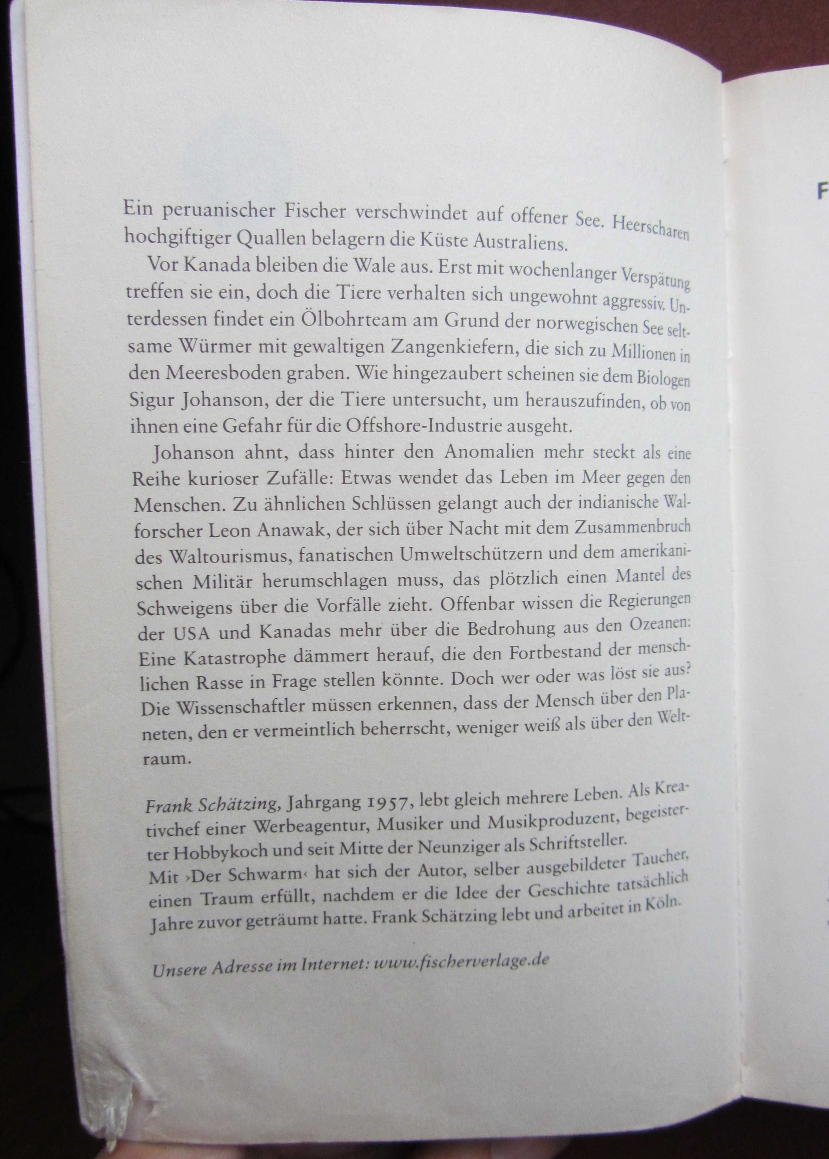 Книга німецькою "Der Schwarm" Frank Schätzing, з дефектами
