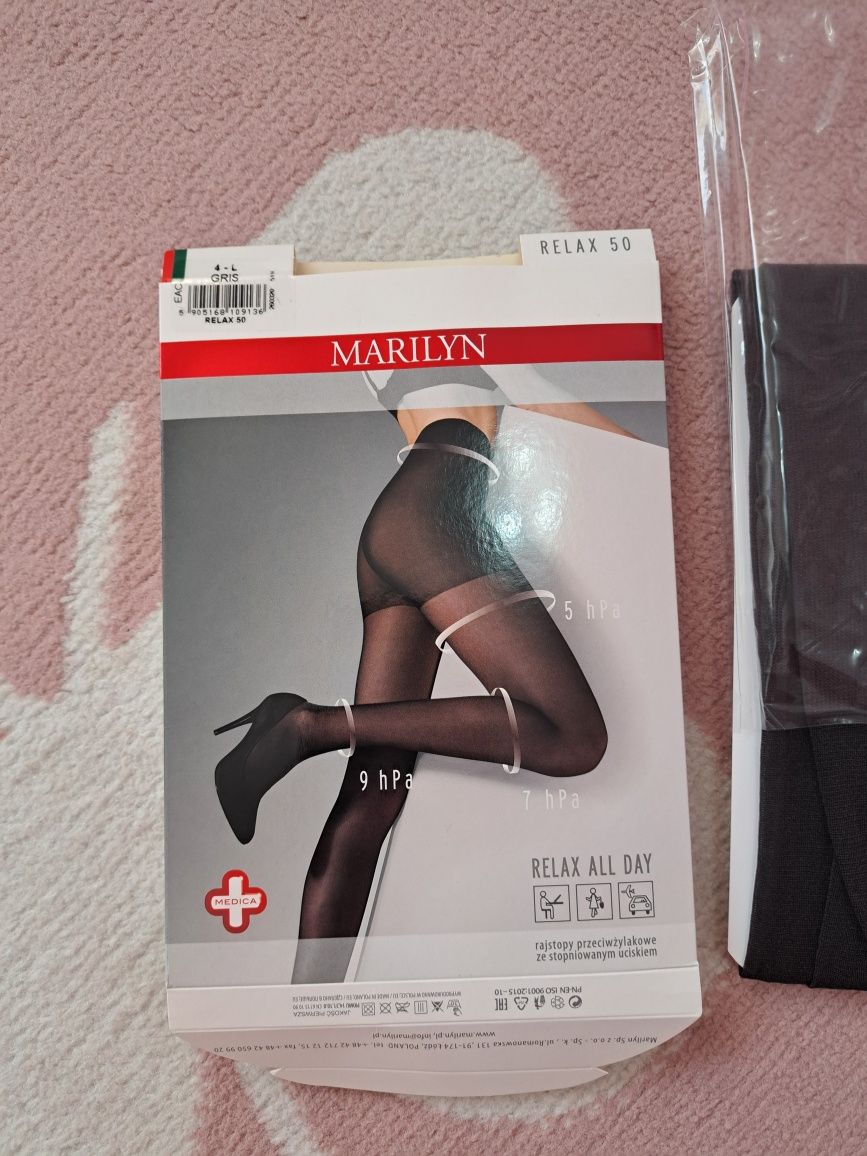 Nowe czarne rajstopy Marilyn 50DEN Relax 50 przeciwżylakowe roz. 4 - L
