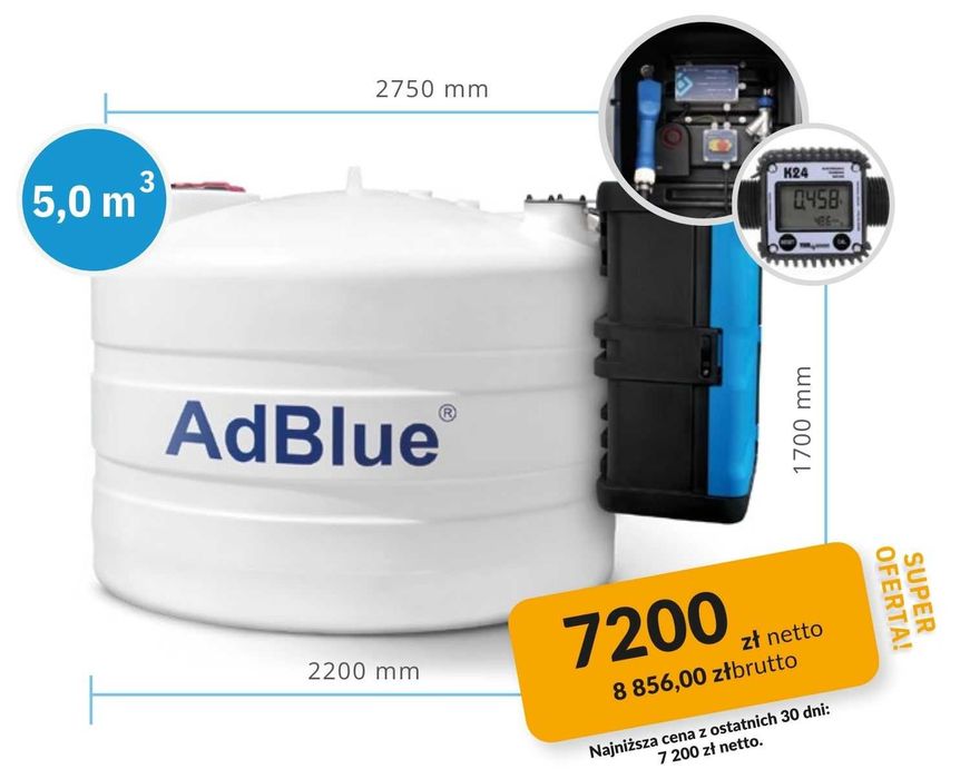 Zbiornik AdBlue® SWIMER BLUE TANK 5000 L z licznikiem K24