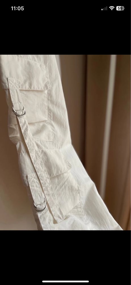 Spodnie cargo Zara S białe baggy baggie jesień zima