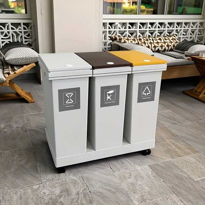Caixote Separador Lixo Reciclagem Lixeira com Rodas - NOVO